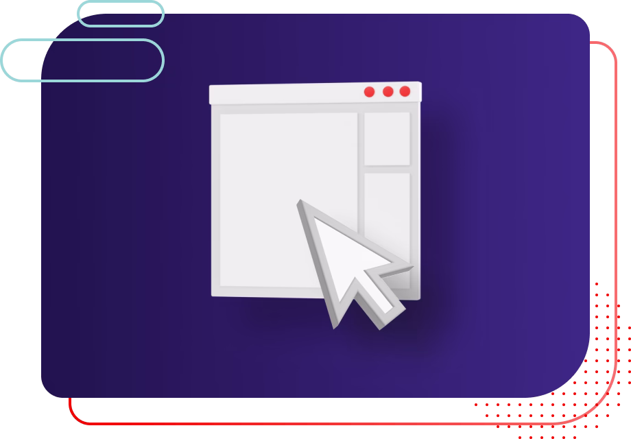 Stylized schematic of a website with oversized cursor overlayed